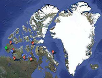 Map of Greg Lehn sampling sites